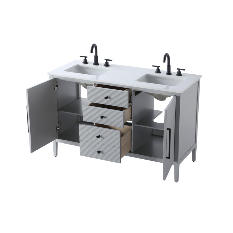Meuble-lavabo double 54 po, Gris