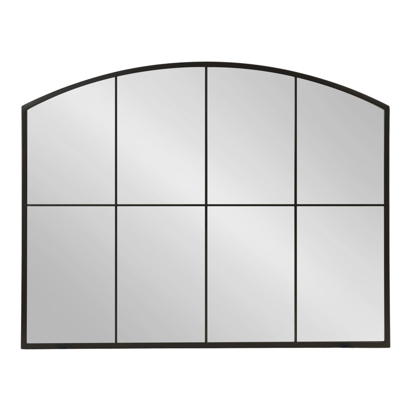 Latitude Run® Forsyth Windowpane Arch Mirror Black, 28" x 36"