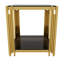 Ensemble de 3 tables de salon avec 1 table basse et 2 tables de bout, rectangulaire, verre trempé, métal asymétrique, finition dorée et tablette inférieure, 47,5 po-133238436