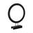 Modern Mango Wood and Iron Ring Sculpture on Rectangular Base Decorative Accent with Grooved Texture for Contemporary Display in Casual or Minimalist Settings, Sleek Freestanding Art Object-938113056
