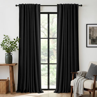 Graciella Thermal Insulated Faux Linen Textured 100% Blackout Curtains for Bedroom Living Room Back Tab/Rod Pocket (Set of 2)