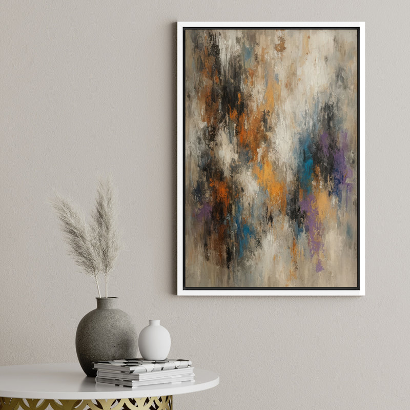 Abstrait coloré, art moderne, reproduction d'art sur toile encadrée, H 36 po x l 24 po, Blanc