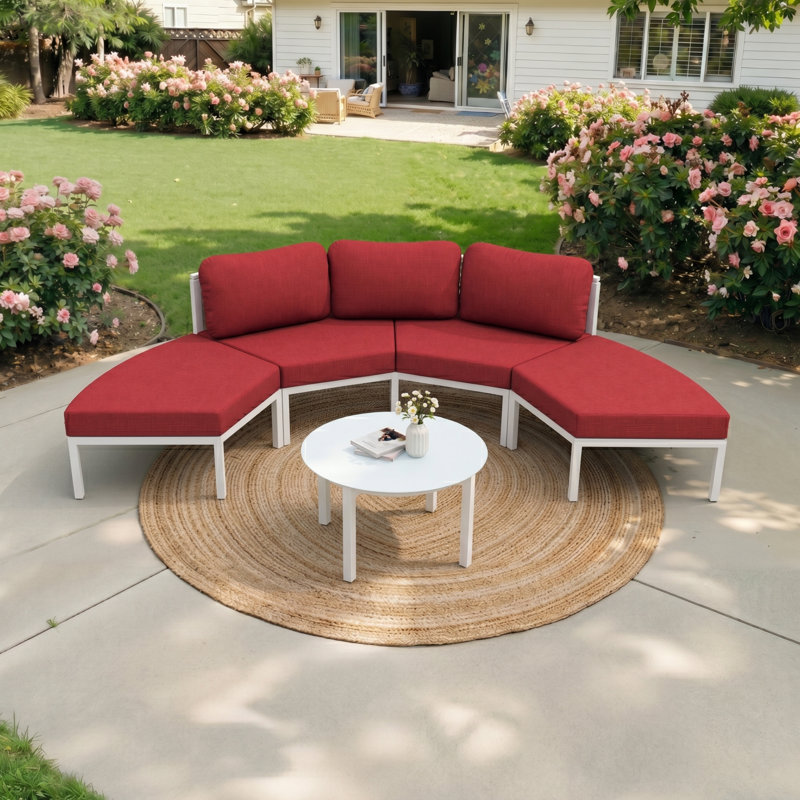 Ensemble de conversation avec canapé de patio en aluminium 5 pièces avec table, Chili