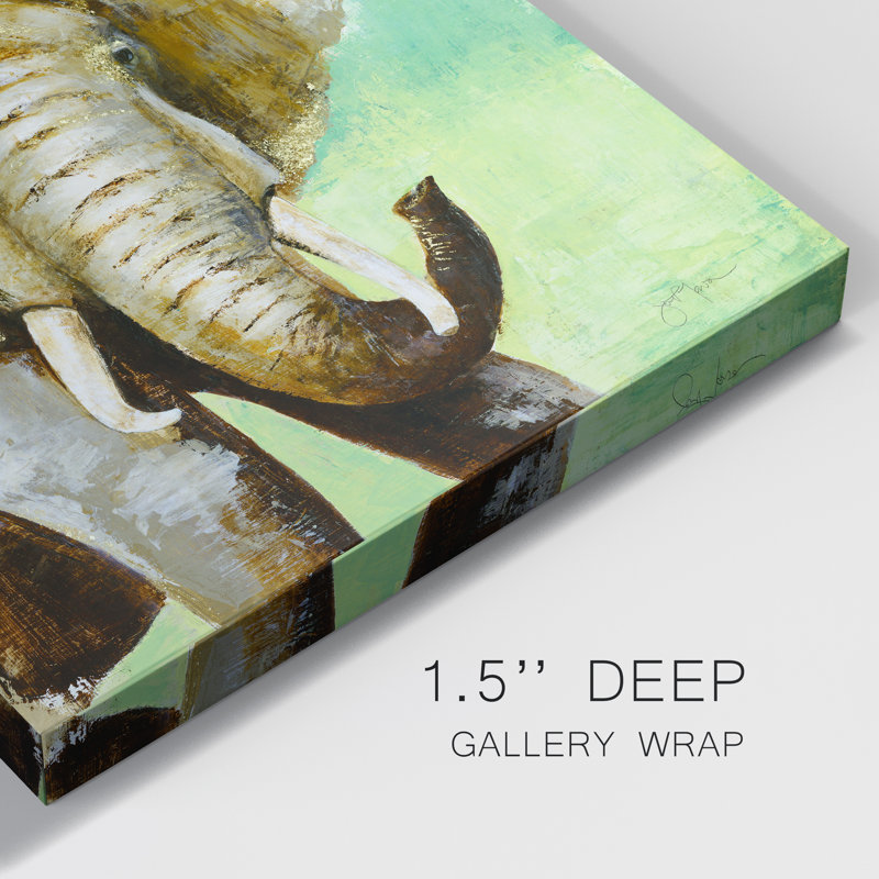 Painterly Elephant - reproduction d'art sur toile tendue, H 24 po x l 24 po x P 1 po