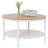 Vintage Brown Round Farmhouse Coffee Table, 2-Tier Storage-603608885-572233948