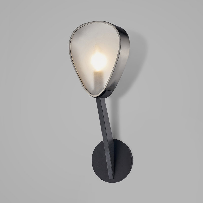 Wrought Iron Armed Sconce, Carbide Black/Black Chrome