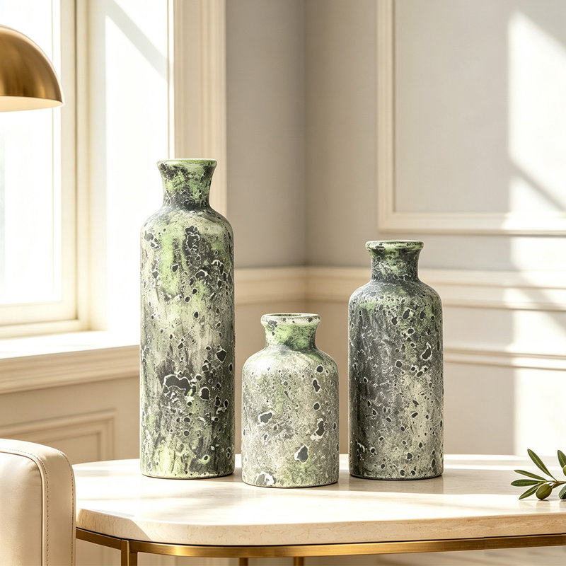 Ensemble de vases en céramique Dalonte, Vert