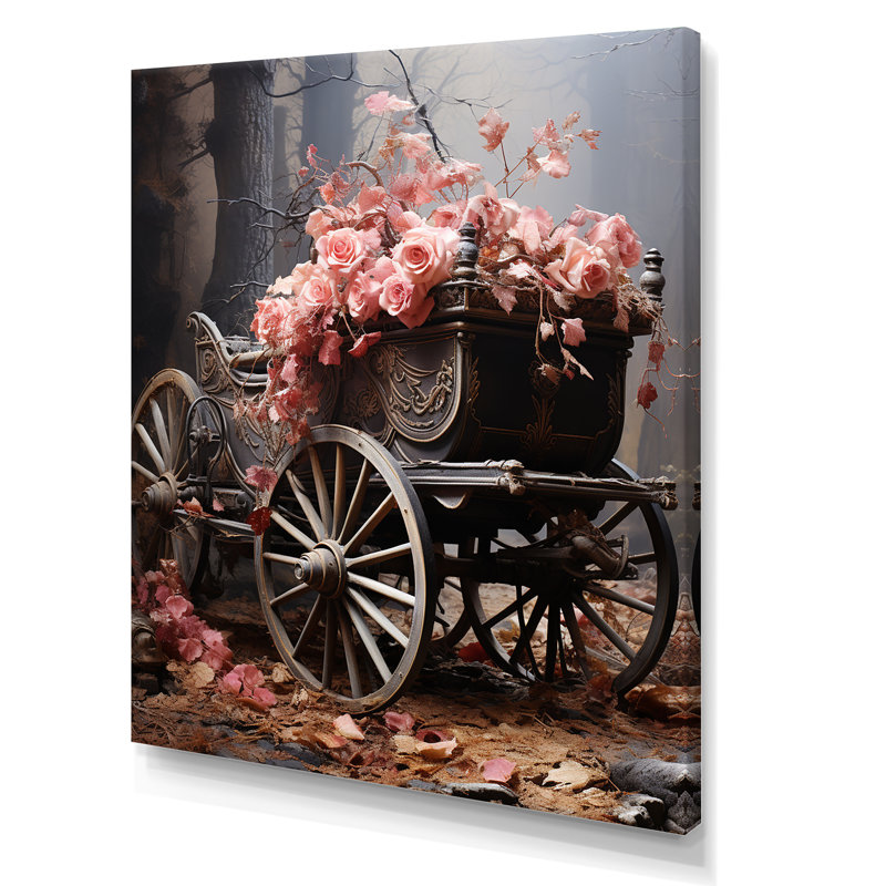 Romantisme, voiture de mariage rose II, Toile tendue, H 32 po x l 16 po x P 1 po