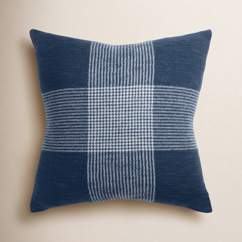 Carwyn Cotton Throw Pillow, Blue