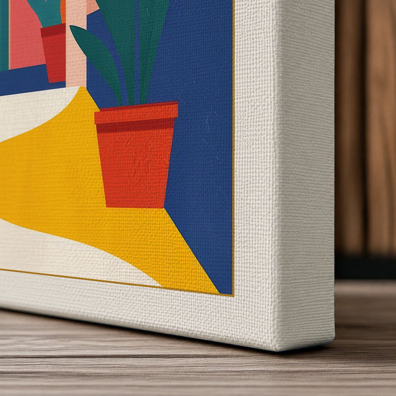 Moroccan Courtyard Modern - Wrapped Canvas, 36x24 - 91.4 x 61.0 cm, Cream Border