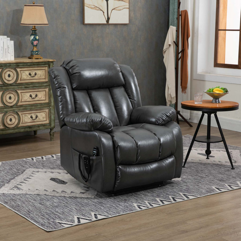Fauteuil de massage inclinable électrique chauffant, Faux cuir gris antique