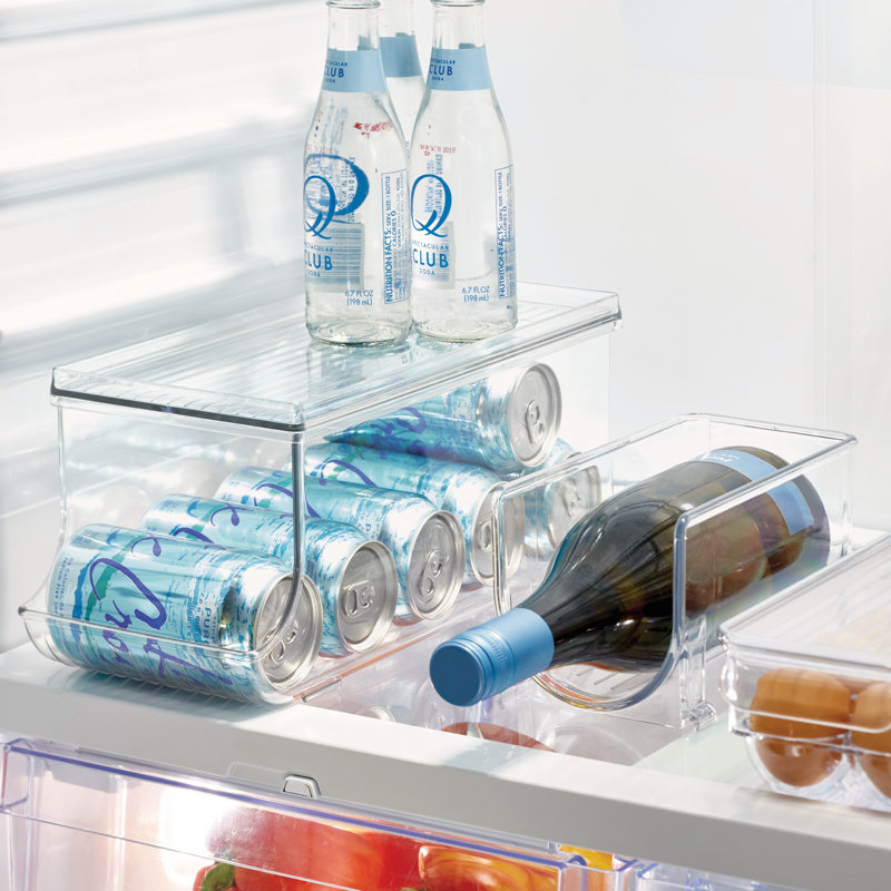 Clear Plastic Stackable Beverage Can Organizer with Removable Lid