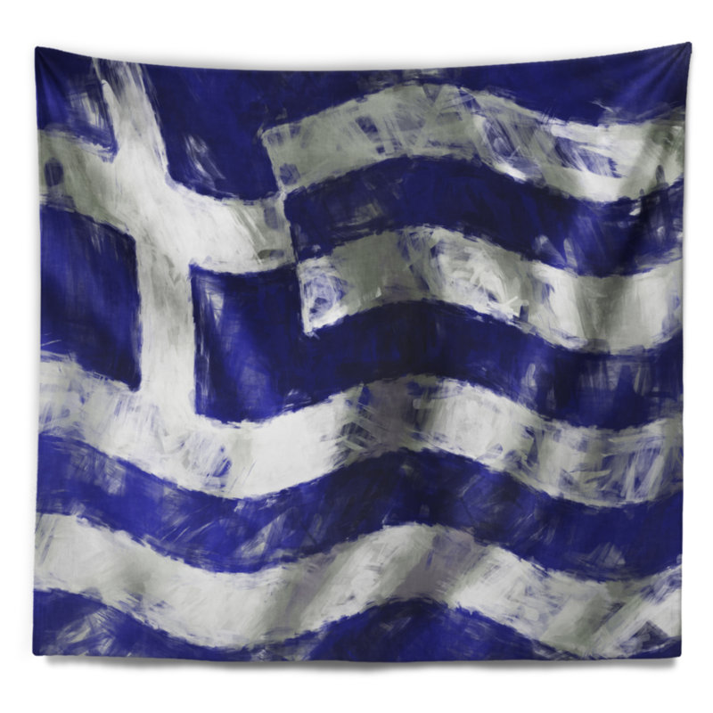 Drapeau de la grèce tapisserie, H 32 po x l 39 po