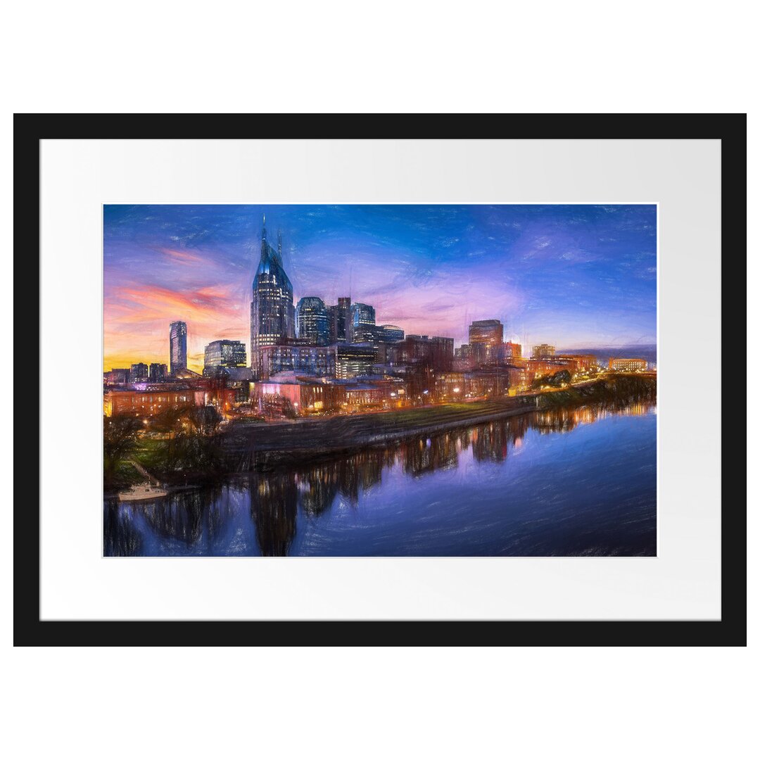 Gerahmtes Poster Nashville Skyline Panorama