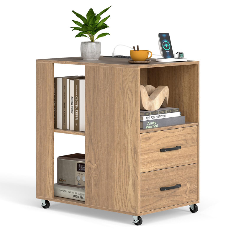 60cm W Manufactured Wood Bedside Table, Natural