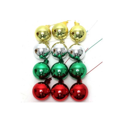Paquet de 48 ornements en forme de boule de verre assortis, 50 mm, couleurs vives, arbre de Noël et décorations de Noël