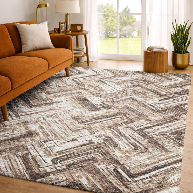 Tapis à poil long de qualité supérieure lavable à la machine ADS630, Brown, 3' x 5'