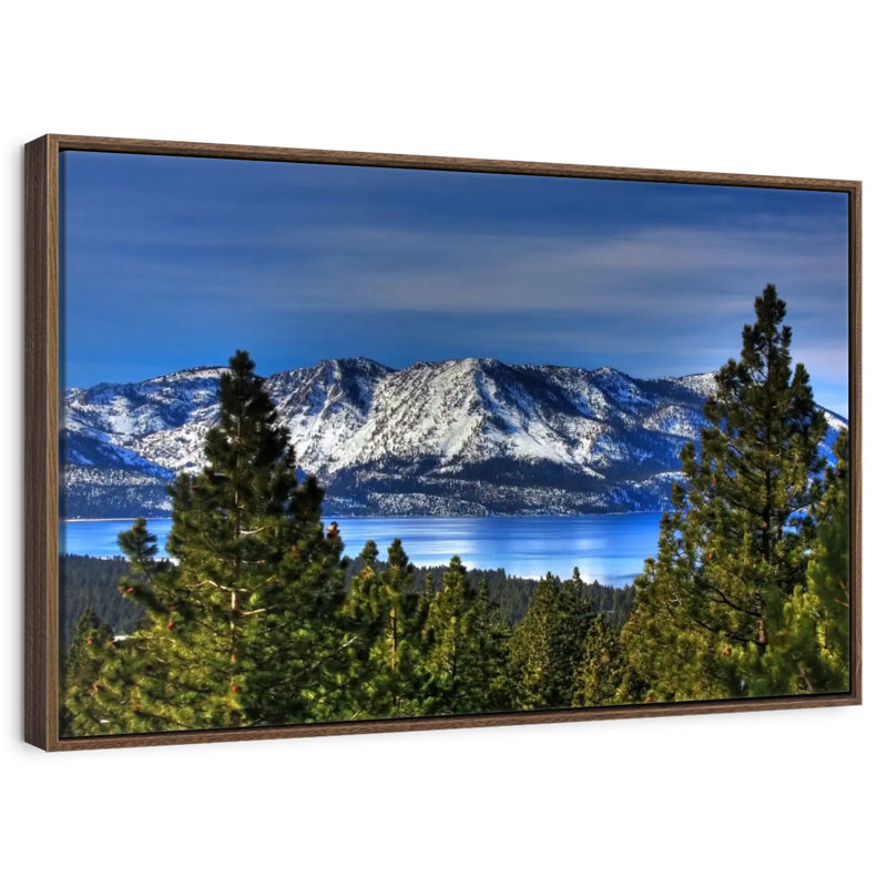 Lac Tahoe, Sierra, Cadre flottant noyer, 40 po x 27 po