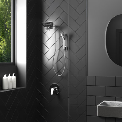 PowerShot 8-in Drill-less Shower System with Multi-function Showerhead and Multi-fucntion Handshower 1.8 GPM