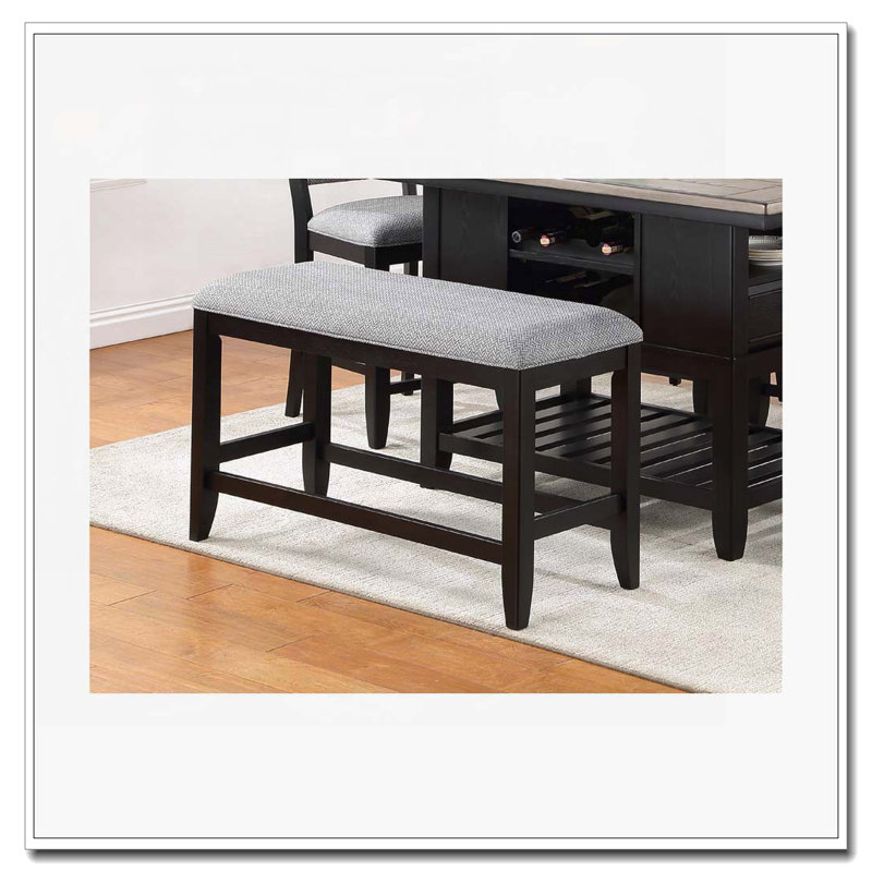 Counter Height Upholstery Kitchen Dining Bench, Gray/Brown
