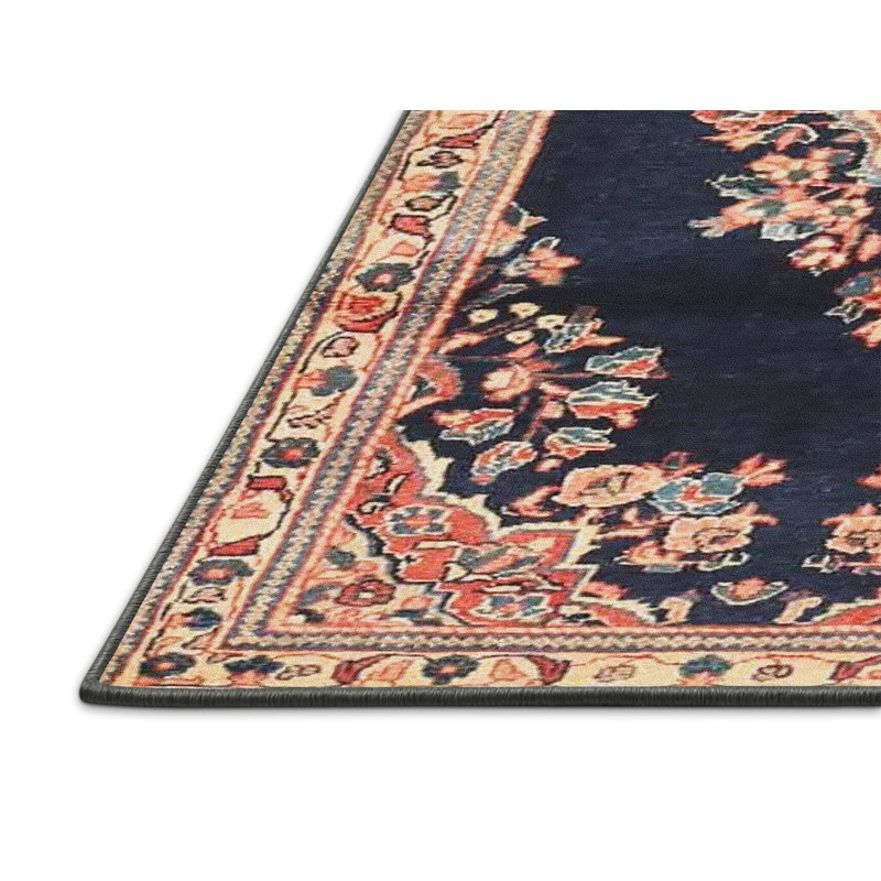 Tapis traditionnel rouge / noir Gintautas, Rectangle 5 pi x 7 pi