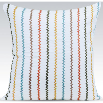 Vibrant Embroidered Feather Throw Pillow