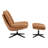 Genuine Leather Swivel Lounge Chair With Ottoman-118092876