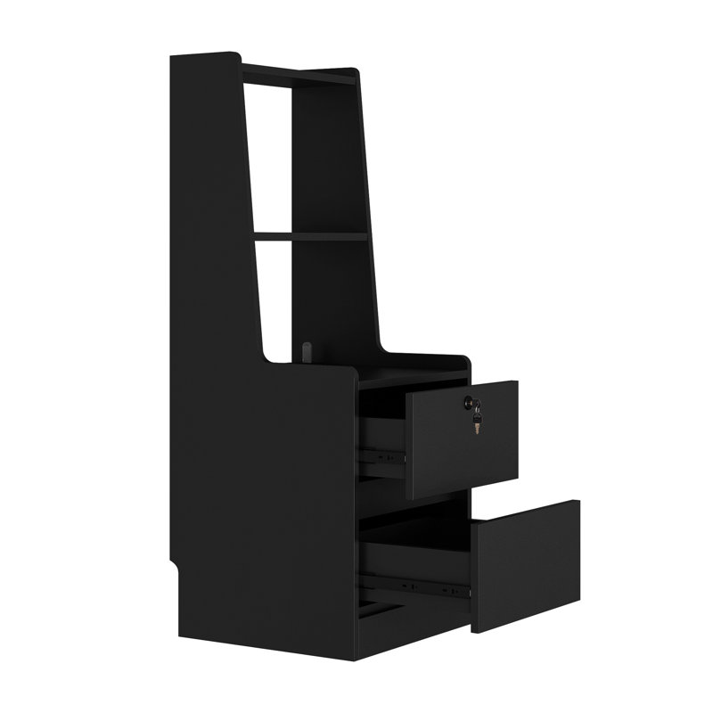 Table de chevet noire avec rangement et: table de chevet élégante pour le chargement en noir, Noir