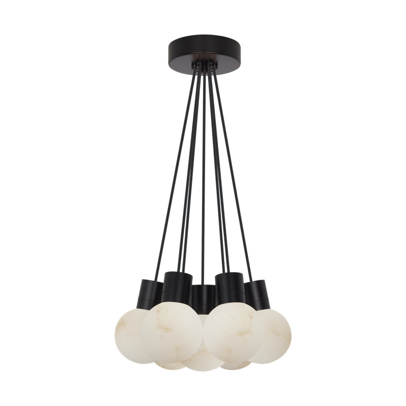 Sean Lavin Mina 7-light Small Chandelier in Hand Rubbed Antique Brass with Black Cord, 3000K-2200K, Black