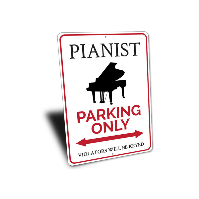 Enseigne de pianiste en aluminium, H 18 po x l 12 po x P 0,06 po