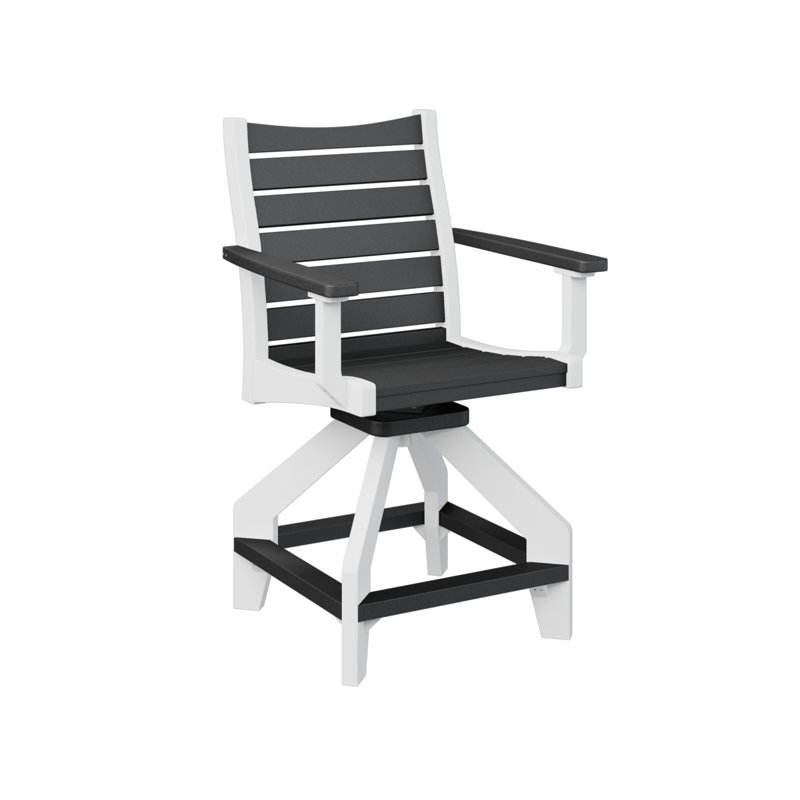 Chaise de comptoir pivotante à dessus noir avec base blanche Berlin Gardens Bristol, Noir, 22.5"