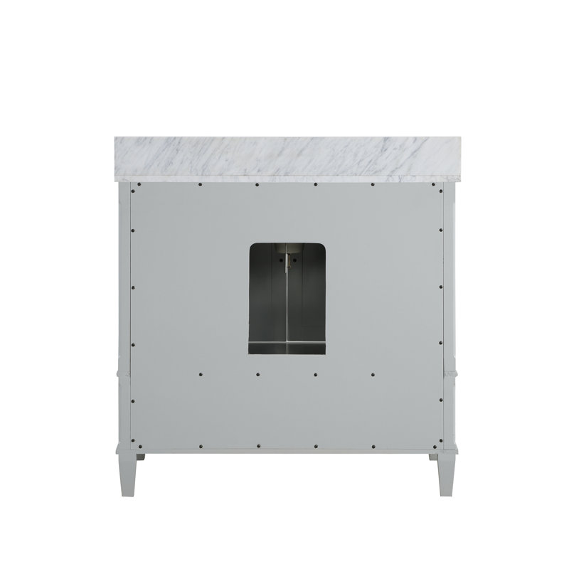 Montauk 36'' W Single Vanity, Morning Fog Gray, White Granite