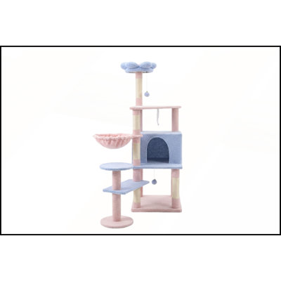 Arbre à chat charmant avec grand condo, coussin amovible et hamac pour un confort et un jeu félins