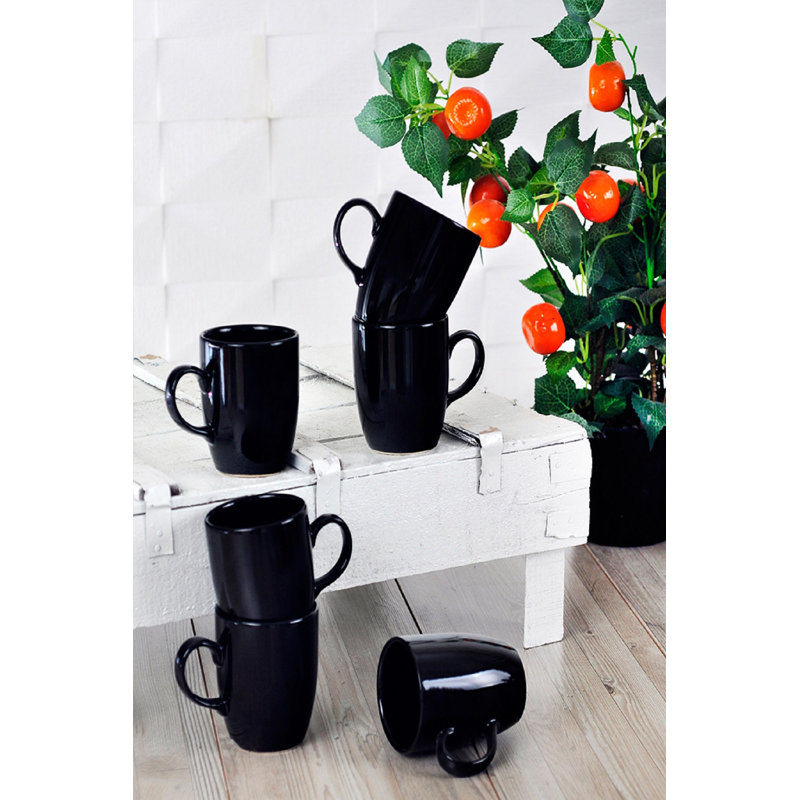 Premium Ceramic Mug Set, Black, 3.1 x 3.7 x 3.7 inches | 100% Antibacterial, Thermal Shock Resistant, Easy to Clean | Dishwasher & Microwave Safe, Perfect for Home or Office Use