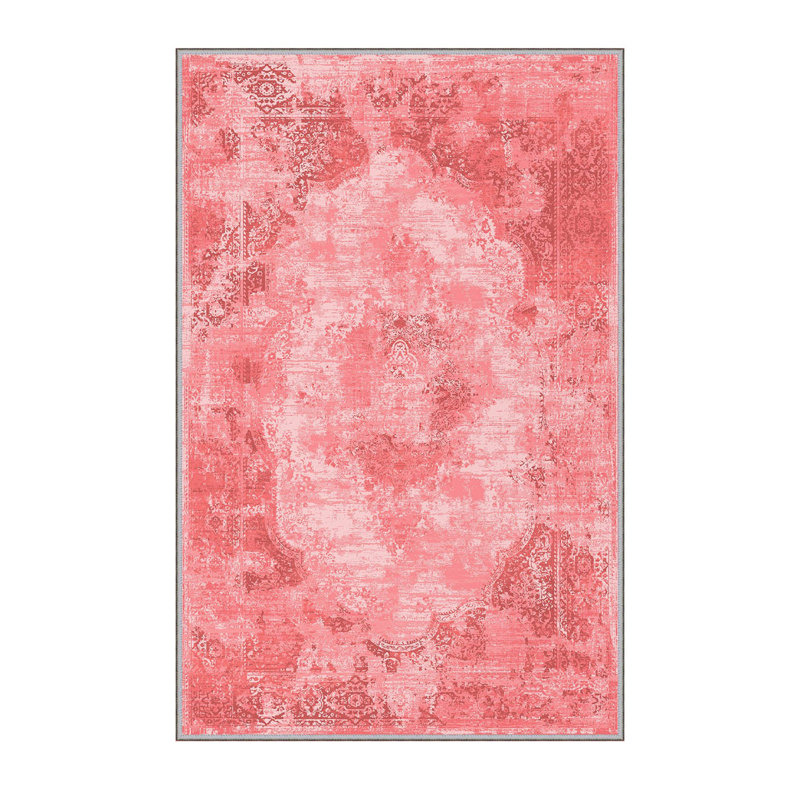Tapis rouge en polyester tissé à la machine Josette, Rectangle 100 x 150 cm