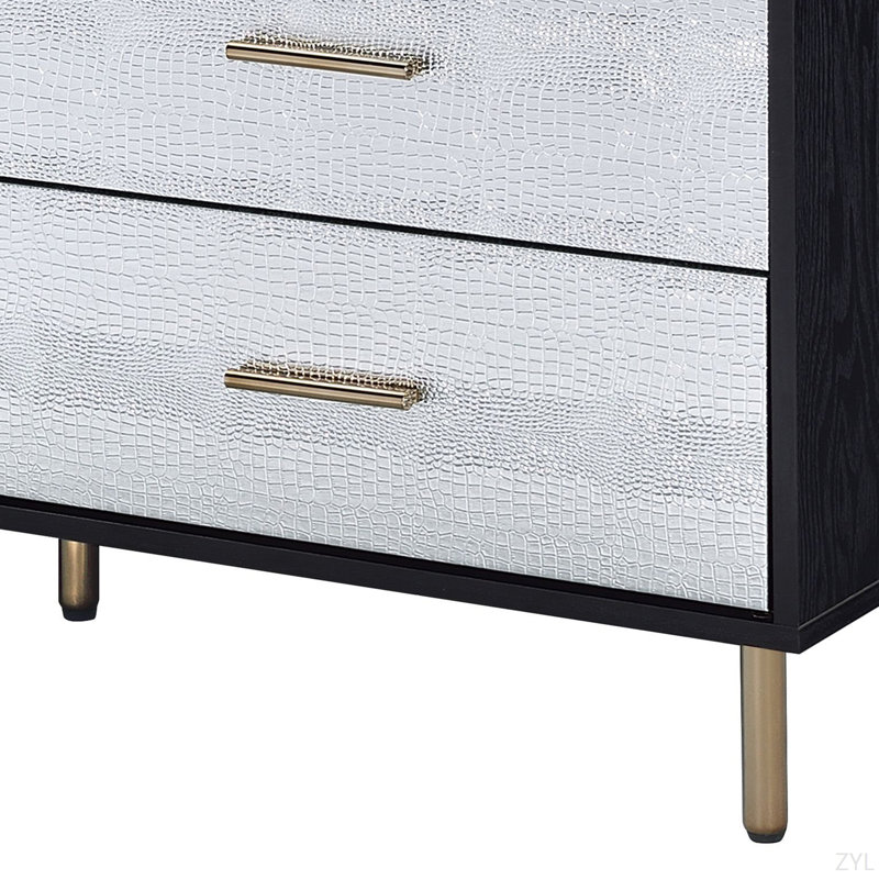 Commode noire, argentée et dorée, Noir/or/argent