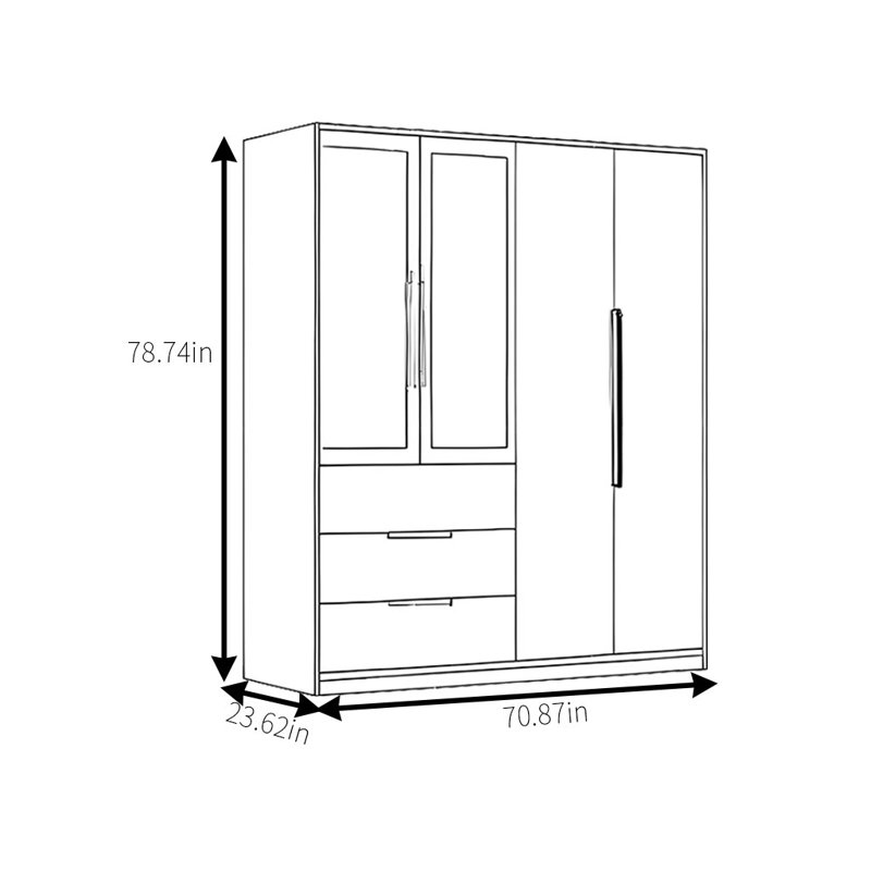 Garde-robe simple et pratique, H 78,74 po x l 70,87 po x P 23,62 po