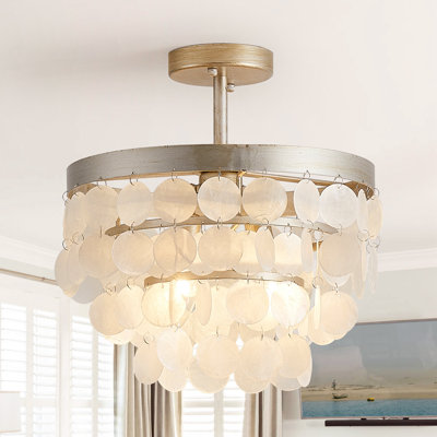 Lusteria 15" Antique Nickel Boho 2-Light Semi-Flush Mount Ceiling Light