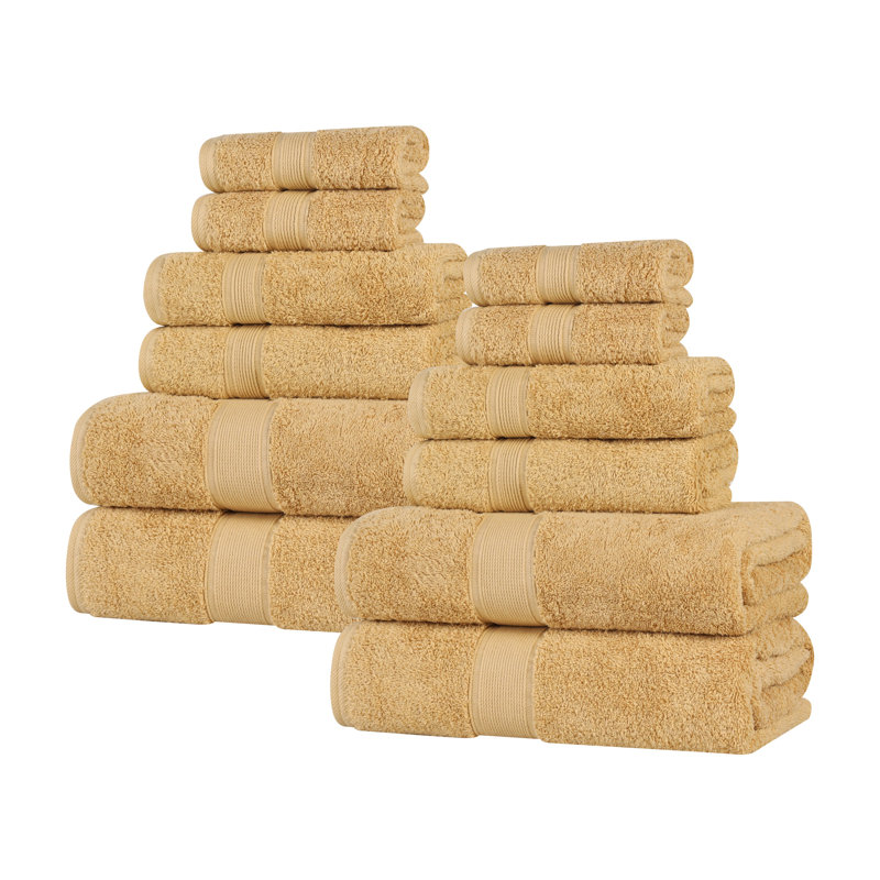 Ensemble de serviettes en coton biologique Lyndon, Ensemble de 12 pièces, Doré