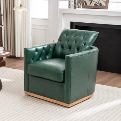 Fauteuil pivotant en cuir véritable Azib