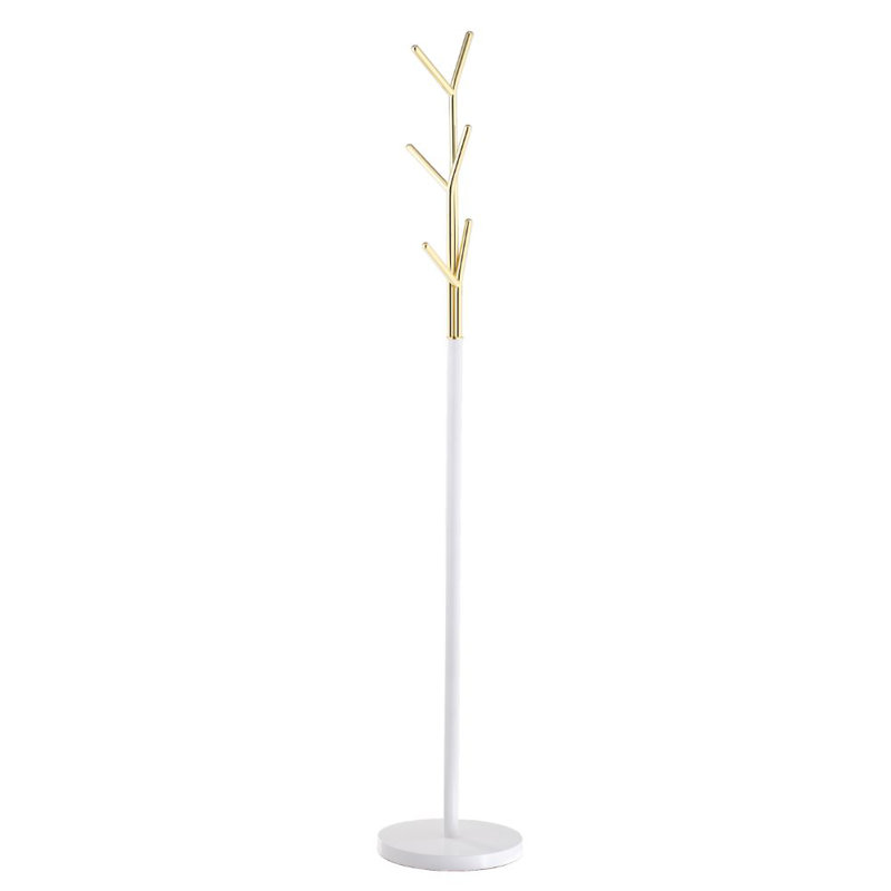Jill Iron Freestanding Coat Rack, White/Golden Metal