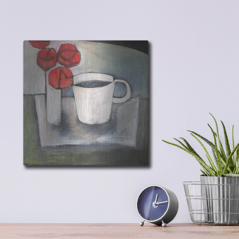 «Coffee And Roses» par Tim Nyberg, art mural en métal, H 12 po x l 12 po