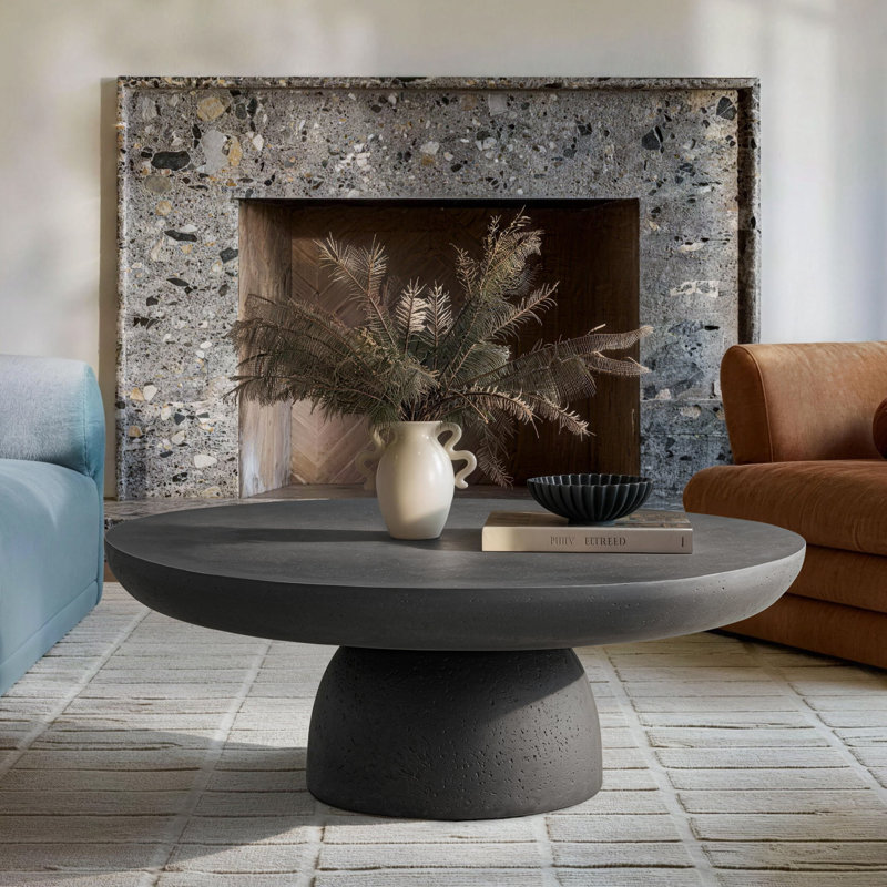 Table basse ronde de 35,4 po Almendarez, H 12,9 po x L 35,4 po x l 35,4 po, Noir
