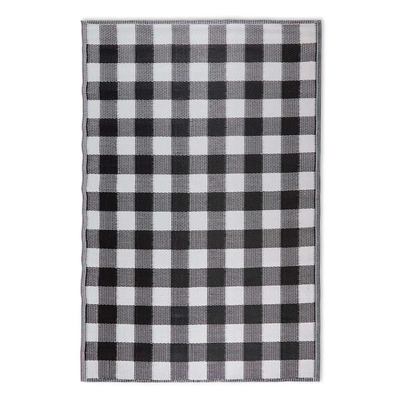 Tapis noir / blanc Appoline Chechered, Rectangle 4 pi x 6 pi