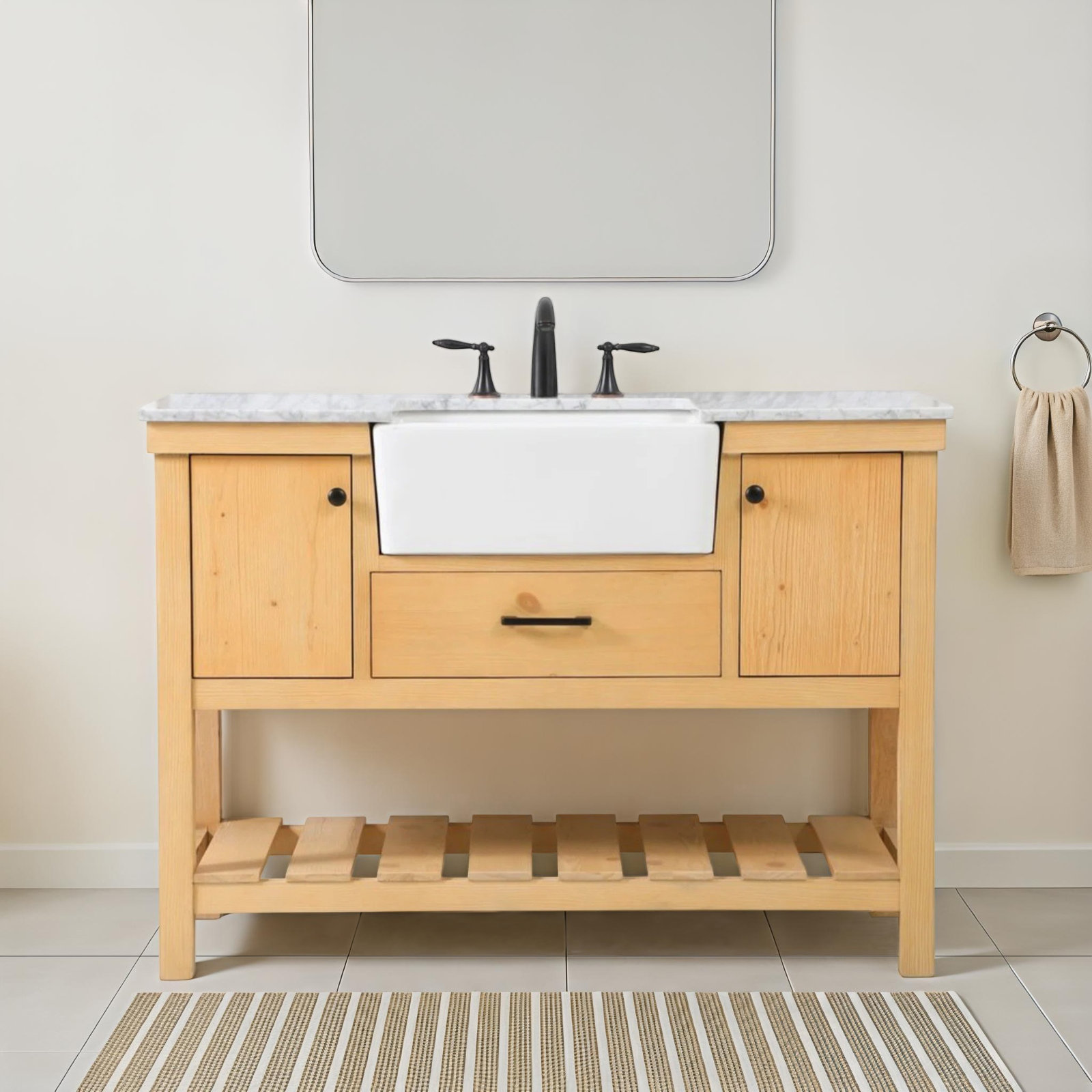 Pelaghia 48'' Single Bathroom Vanity, Natural Wood
