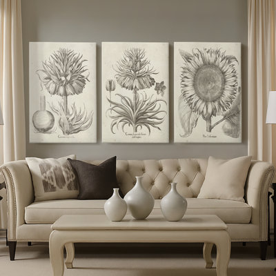 Fresco Crown Imperial II - Toile tendue avec châssis sur mesure - 3 pièces