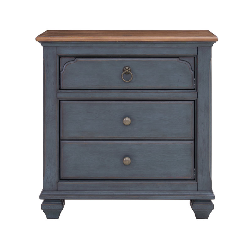 Thobe 3-Drawer Nightstand Bed Side Table Bedroom End Tables Wood Nightstand
