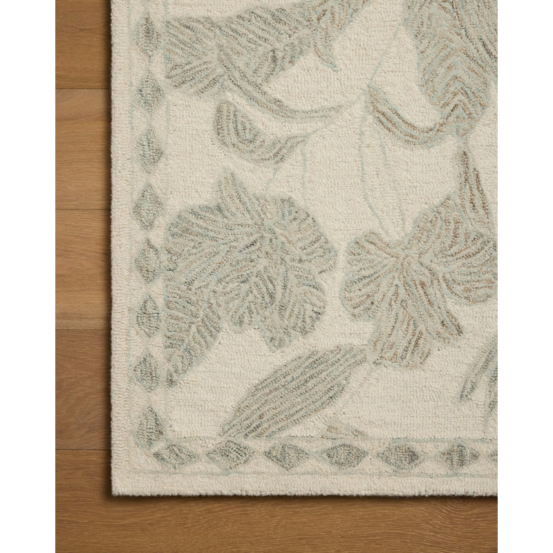 Loloi Mavis Ivory / Sky Contemporary Area Rug, Square 1'6"