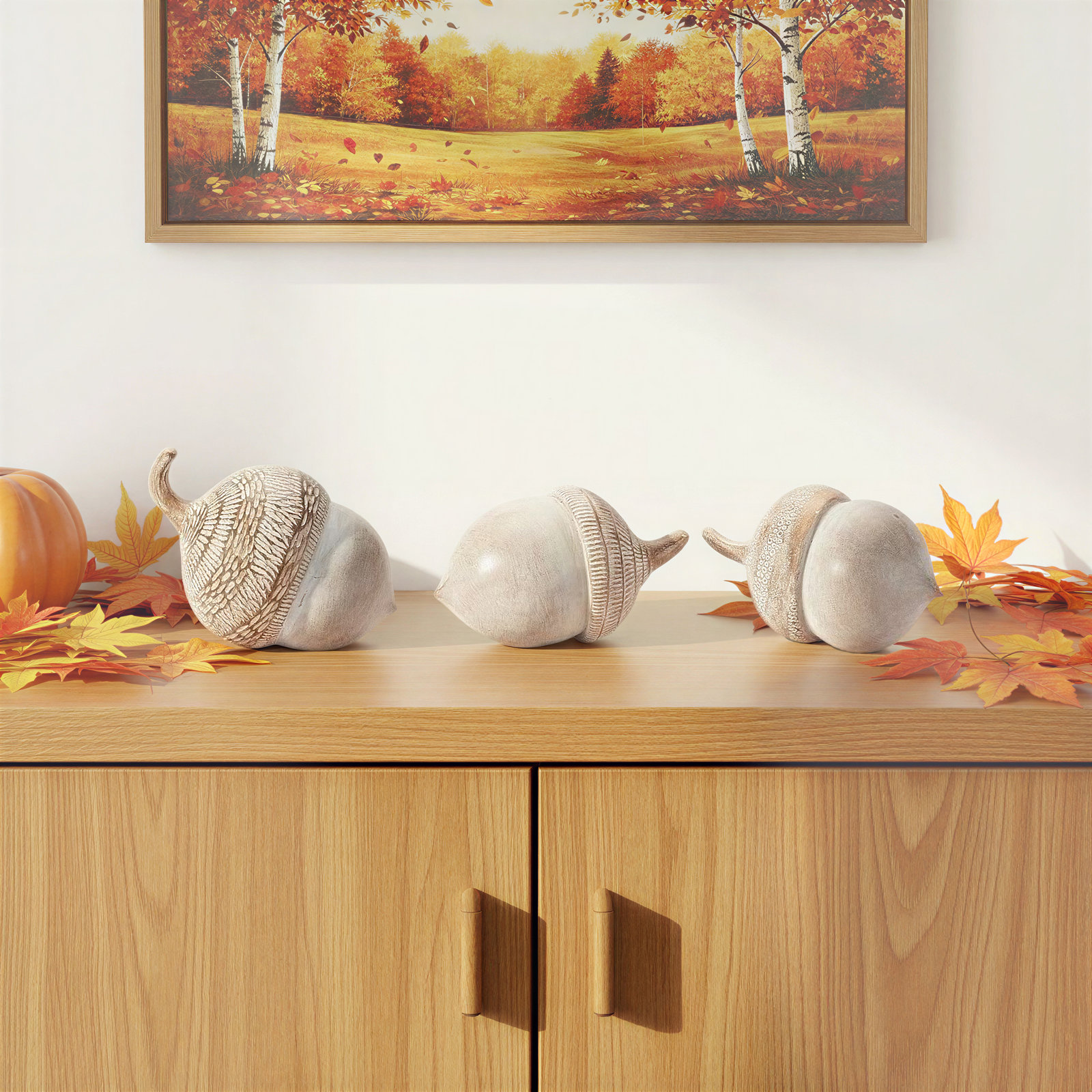 White Washed Etched Acorn 