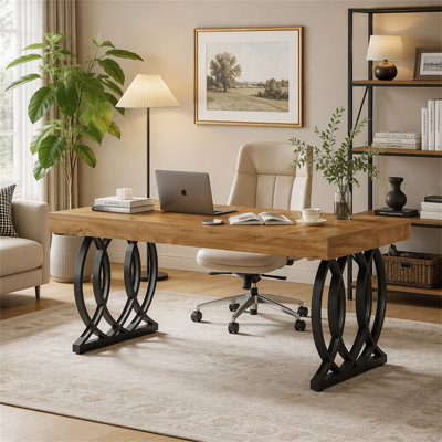 Bureau de direction 63 po, bureau d'ordinateur moderne au design luxueux